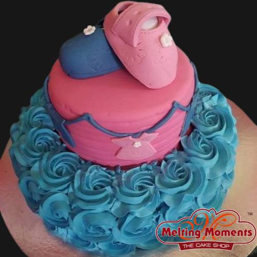 Two Tier Baby Shower Shoe Cake
