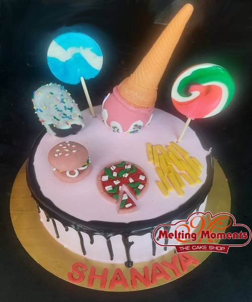 Ice Cream and Fast Food Theme Cake