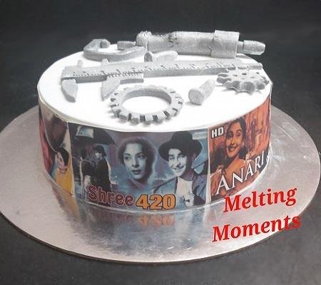 Engineer & Old Hindi Movie Lover Person Theme Cake