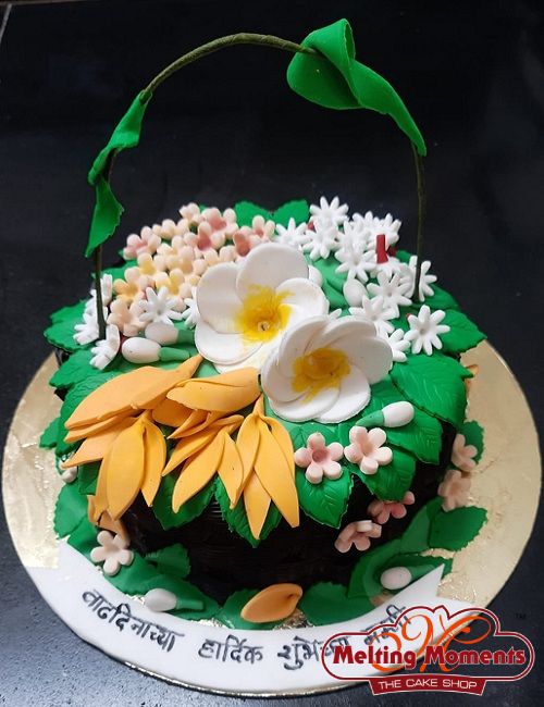 Flower Basket Theme Cake