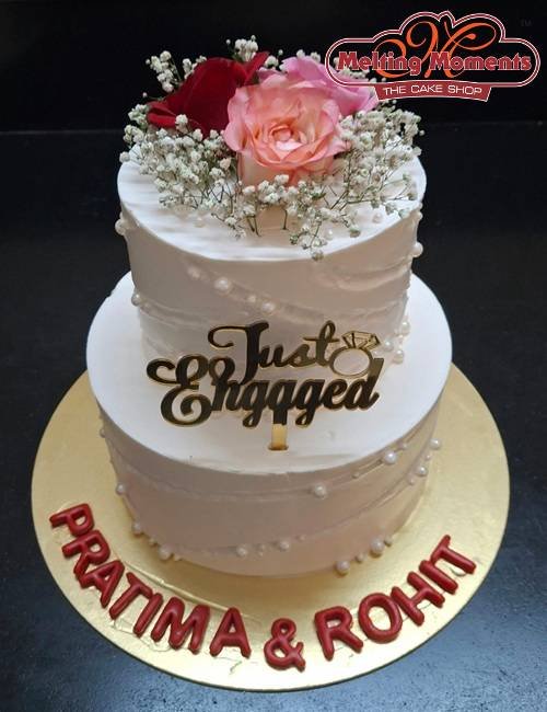 Just Engaged Theme Two Tier Cake
