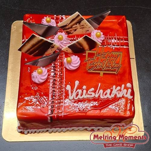  Happy Birthday Square Fondant Cake