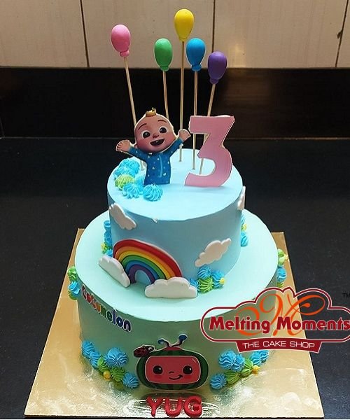 Cocomelon Two Tier Theme Cake