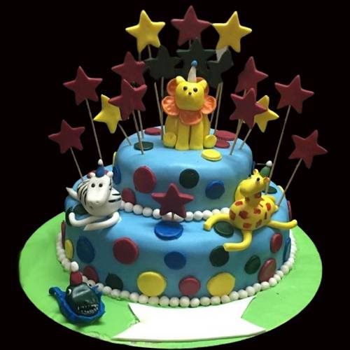 Jungle Animals Two Tier Cake