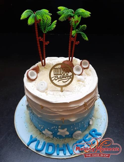 Fondant Coconut Tree Theme Cake